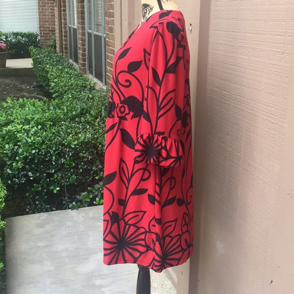 Sz 2 XL Ice Silk Red Black Winter Dress EUC - Picture 3 of 7